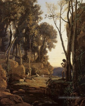  Man Tableaux - Paysage du Soleil aka Le Petit Berger plein air romantisme Jean Baptiste Camille Corot
